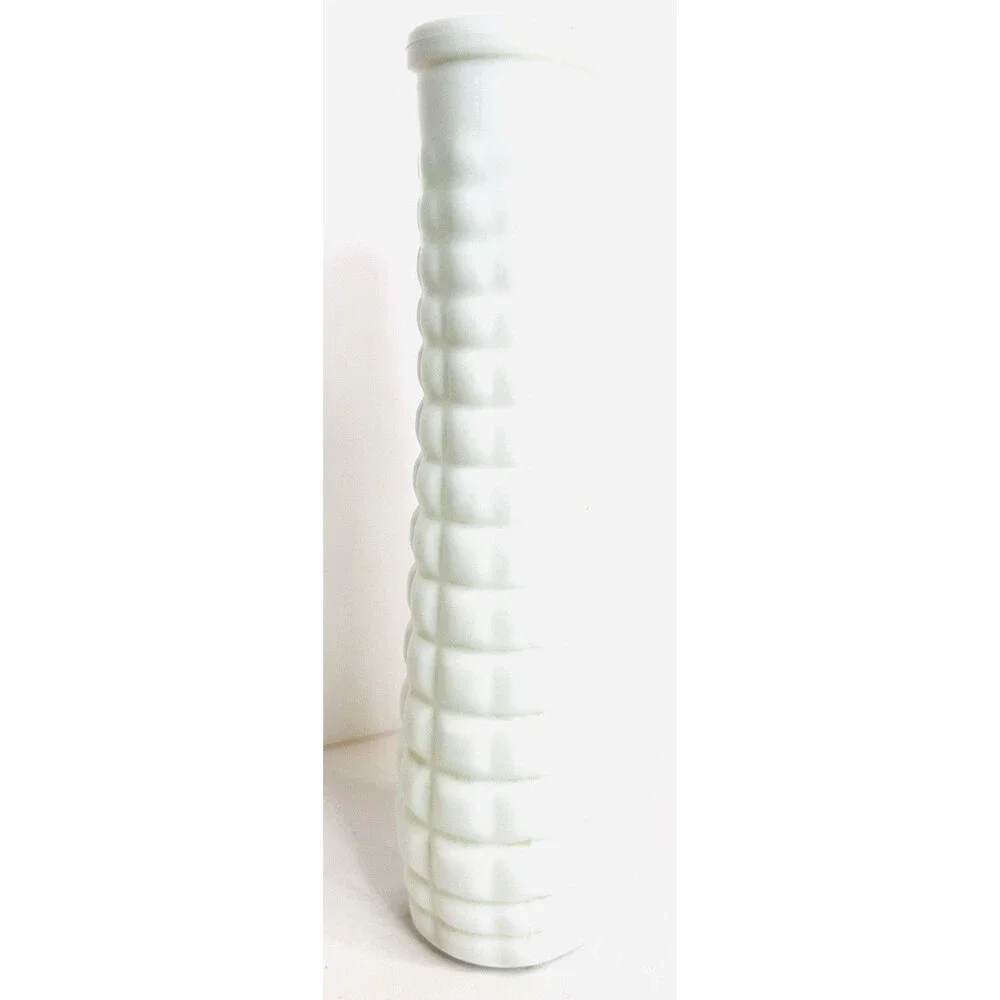 EO Brody M-111 Milk Glass Vase Ribbed Beehive White Bud Vase Vintage USA 8.75”